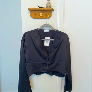 Retro West Boutique Cropped Silk Blouse